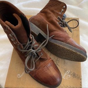 Free People 40 Rust Adam Lace Up Boots